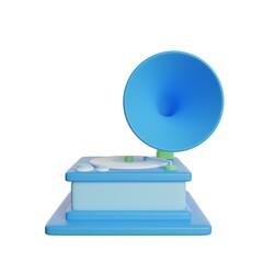 Phonograph Music Playing 3D Rendering Illustration