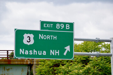 Highway Signage for Route 3 North, Nashua NH - June 18, 2022, Massachusetts, United States