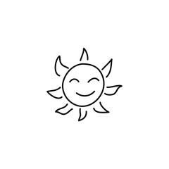 Hand drawn Smiling sun icon, simple doodle icon