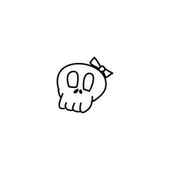 Hand drawn Cute skull icon, simple doodle icon