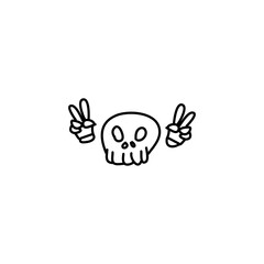 Obraz premium Hand drawn Cute skull icon, simple doodle icon