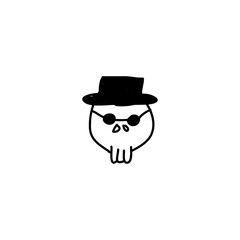 Hand drawn Cute skull icon, simple doodle icon