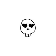Hand drawn Cute skull icon, simple doodle icon