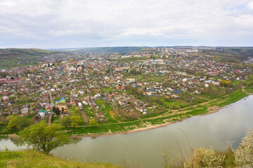 Panorama of Zalishchyky and the Dniester River in Ukraine	
