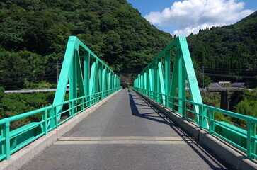 山奥と緑色の橋