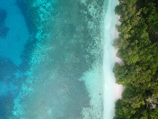 Pristine blue ocean and historical islands , famous diving spot "Peleliu island" in Palau.