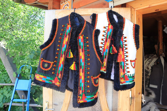 Ukrainian national Hutsul clothes for sale in Kolomyia, Ukraine