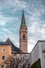 Fototapeta na wymiar The Franciscan Church, Franziskanerkirche is one of the oldest churches in Salzburg, Austria