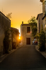 sunset in the old town of French village