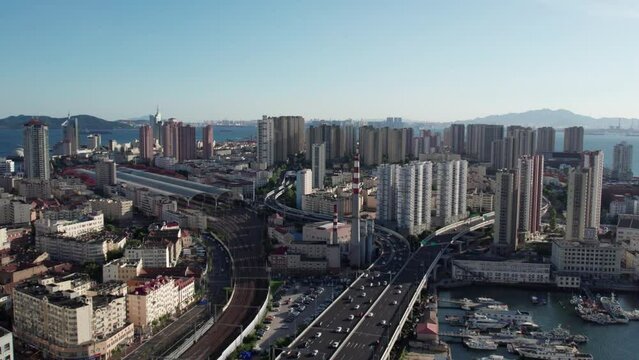 Qingdao city road transportation aerial photography