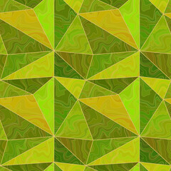 Low polygonal pattern. Abstract geometric background of bronze, yellow and green triangles. Natural stone textured mosaic