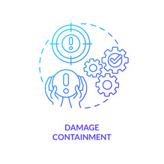 Damage containment blue gradient concept icon. Strategy. Model for crisis management steps abstract idea thin line illustration. Isolated outline drawing. Myriad Pro-Bold font used