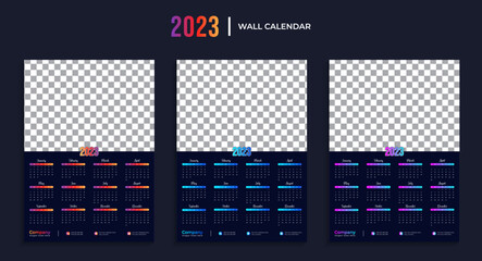 2023 Calendar template vector, Planner for 2023 year, Wall calendar 2023 year, Week Starts on sunday