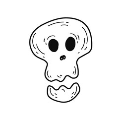 Stylized skull in doodle style on background