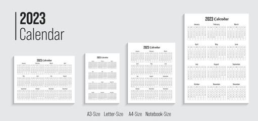 2023 Calendar Template. Calendar for 2023 year