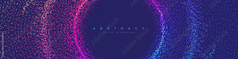 Wall mural trendy fluid banner design. abstract glowing particles liquid dynamic flow.