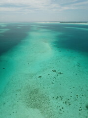 Pristine blue ocean, rock islands in Palau