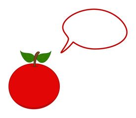 A juicy fruit of a red cherry with talking bubble