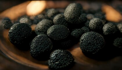 3D Illustration of Black cumin on the bowl with black colors