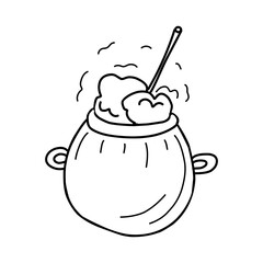 Magic potion for halloween in doodle style on background