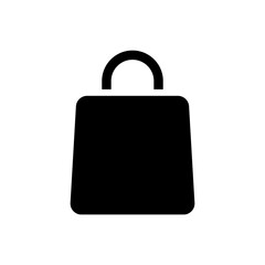 Shopping bag black glyph ui icon. Online marketplace. Apparel shop. Buying items. User interface design. Silhouette symbol on white space. Solid pictogram for web, mobile. Isolated vector illustration