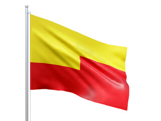 Nordkapp (municipality in Norway) flag waving on white background, close up, isolated. 3D render
