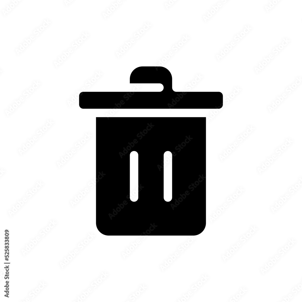 Poster trash can black glyph ui icon. recycle bin. garbage container. e commerce. user interface design. si