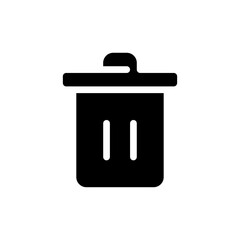 Trash can black glyph ui icon. Recycle bin. Garbage container. E commerce. User interface design. Silhouette symbol on white space. Solid pictogram for web, mobile. Isolated vector illustration