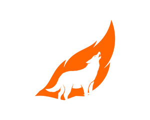 Wolf inside a orange plumage