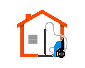 Home shape with vacuum cleaner