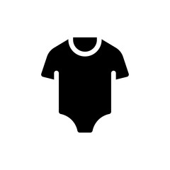 Baby bodysuit black glyph ui icon. Sleepwear for kid. Infant clothes. User interface design. Silhouette symbol on white space. Solid pictogram for web, mobile. Isolated vector illustration
