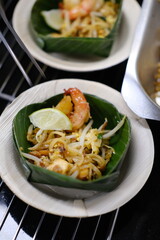 A close-up on a pad thai, a famous dish of thailand.