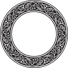 Vector monochrome round oriental ornament. Arabic patterned circle of Iran, Iraq, Turkey, Syria. Persian frame, border. For sandblasting, laser and plotter cutting.