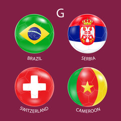 Soccer balls with the colors of the national flags of the participating countries of the group selection.The football tournament of 2022.