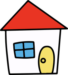 家, くつろいで, 不動産, 建造, 建築, 住居に適した, 住居, イラスト, ベクター, アイコン、お家、住宅、かわいい、手描き