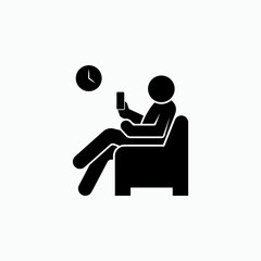 Waiting Room Icon. Man Sitting Symbol - Vector.