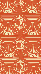 seamless pattern moon and sun