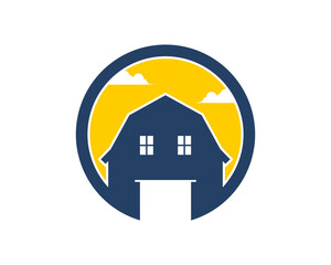 Circle shape with barn silhouette inside