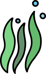 海藻, 昆布, 海, 海洋, イラスト, デザイン, かわいい, 手描き, 植える, 葉, 自然, 魚, ナチュラル, 水, エコ