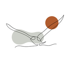 Flying seagull line art. Contour drawing. Minimalism art.