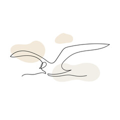 Naklejka na ściany i meble Flying seagull line art. Contour drawing. Minimalism art.