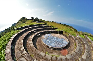 Remote and isolated hidden island Aogashima island in Tokyo, Japan