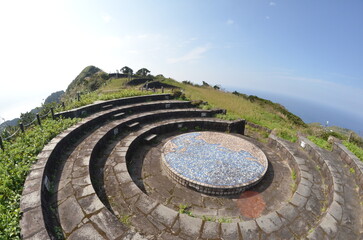 Remote and isolated hidden island Aogashima island in Tokyo, Japan