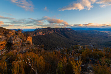 Beautiful sunset view at Blue Mountains, Sydney, Australia.