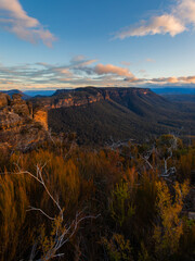 Beautiful sunset view at Blue Mountains, Sydney, Australia.