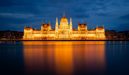 Fototapeta na wymiar Europe, Hungary, Budapest. Hungarian Parliament in Budapest, hungary. famous landmark, historical building.
