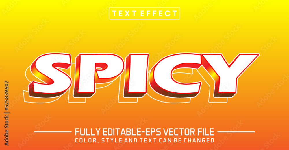 Poster spicy editable text style effect. editable font vector file