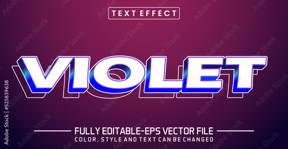 Poster violet editable text style effect. editable font vector file