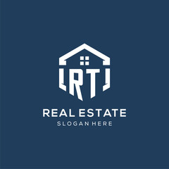 Letter RT logo for real estate with hexagon style