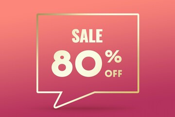 Image 80 of a discount as a message on a pink background. Price labele sale promotion market. special retail